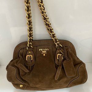 Brown Prada Bag, Gold chain Handle